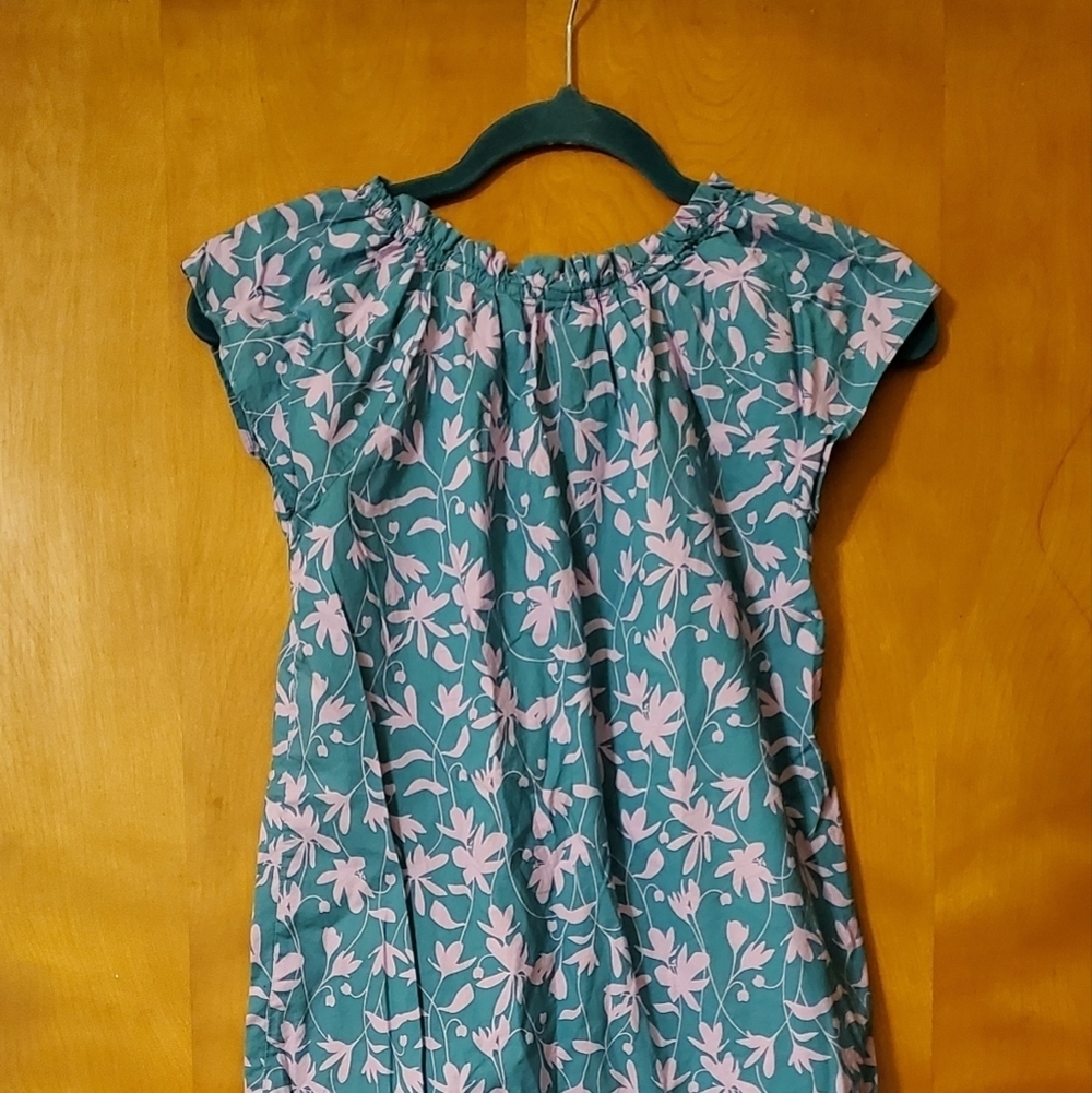 Tea Collection Green & Purple Short Sleeved Floral Flounce Dress Size 10 - Picture 2 of 4
